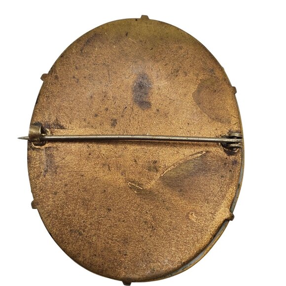 Antique Hand-Painted Porcelain Floral Brooch Victorian C-Clasp Pink Romantic Pin - Picture 5 of 13